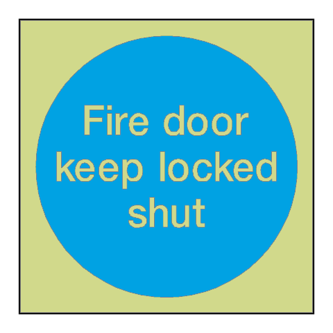 Fire Door Keep Locked Shut Photoluminescent Sign - PVC Safety Signs