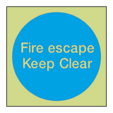 Fire Escape Keep Clear Photoluminescent Sign - PVC Safety Signs