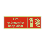 Fire Extinguisher Keep Clear Photoluminescent Sign - PVC Safety Signs