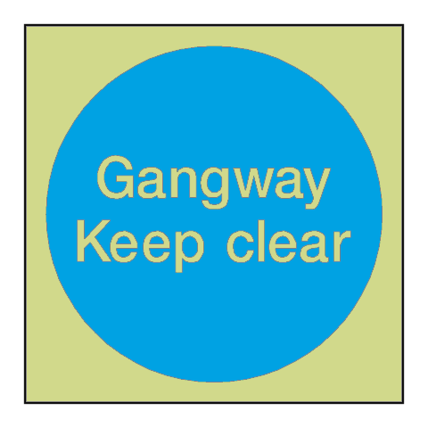 Gangway Keep Clear Door Photoluminescent Sign - PVC Safety Signs