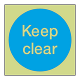 Keep Clear Door Photoluminescent Sign - PVC Safety Signs