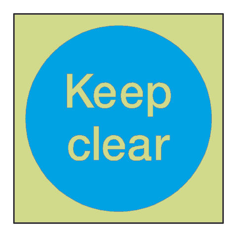 Keep Clear Door Photoluminescent Sign - PVC Safety Signs