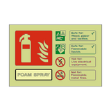 Foam Spray Extinguisher Photoluminescent Sign - PVC Safety Signs