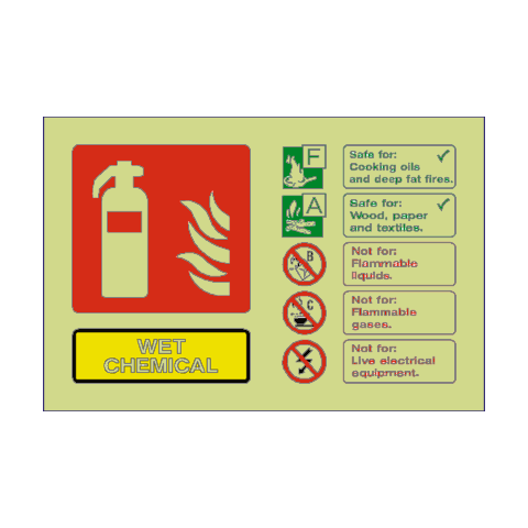 Wet Chemical Extinguisher Photoluminescent Sign - PVC Safety Signs