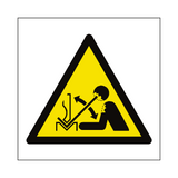 Rapid Movement of Workpiece in Press Brake Hazard Symbol Sign - PVC Safety Signs