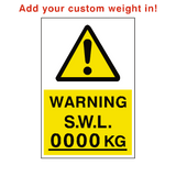 Safe Working Load Sign Kg Custom Weight - PVC Safety Signs