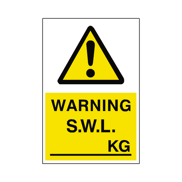 Safe Working Load Sign KG - PVC Safety Signs