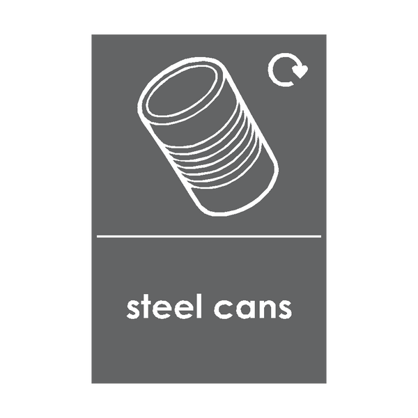 Steel Cans Waste Recycling Signs - PVC Safety Signs