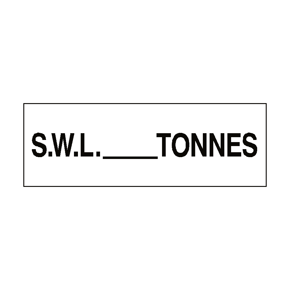 S.W.L Sign Tonnes White | PVC Safety Signs