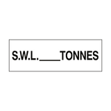 S.W.L Sign Tonnes White - PVC Safety Signs