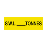 S.W.L Sign Tonnes Yellow - PVC Safety Signs