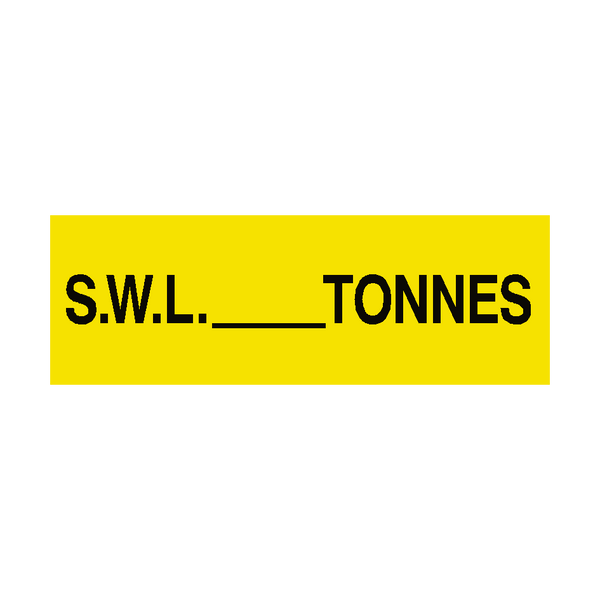 S.W.L Sign Tonnes Yellow - PVC Safety Signs