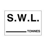 S.W.L Tonnes Sign White - PVC Safety Signs