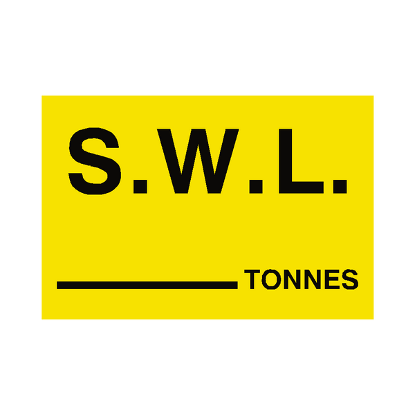 S.W.L Tonnes Sign Yellow - PVC Safety Signs