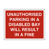 Dont Park In Disabled Bay Sign - PVC Safety Signs