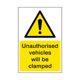 Vehicles Will Be Clamped Security Sign - PVC Safety Signs