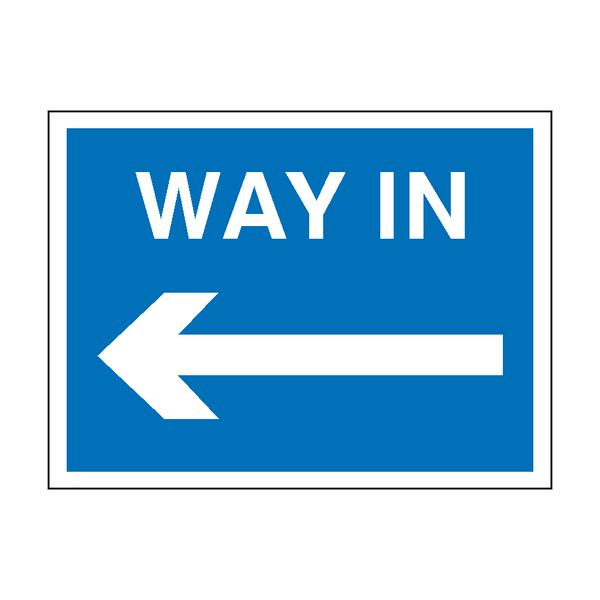 Way In Arrow Left Site Sign - PVC Safety Signs