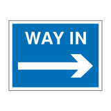 Way In Arrow Right Site Sign - PVC Safety Signs
