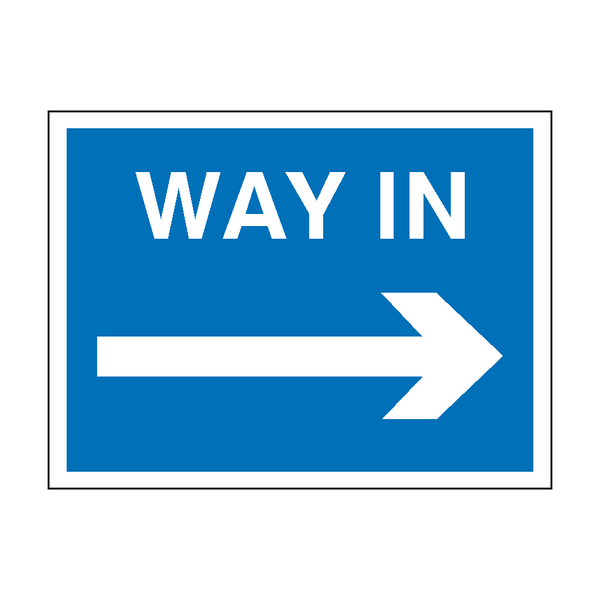 Way In Arrow Right Site Sign - PVC Safety Signs