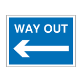 Way Out Arrow Left Site Sign - PVC Safety Signs