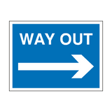 Way Out Arrow Right site Sign - PVC Safety Signs