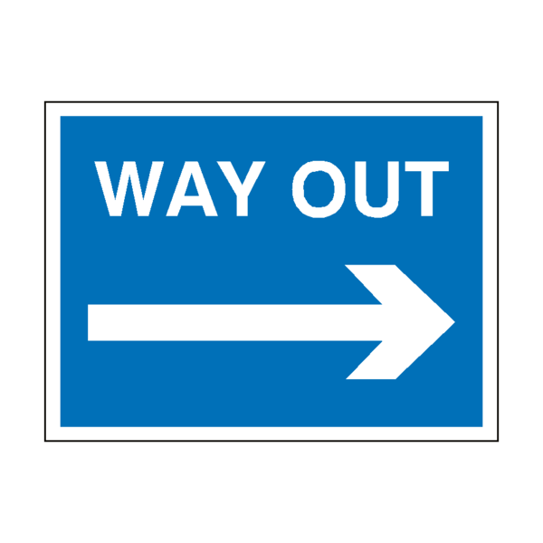Way Out Arrow Right site Sign - PVC Safety Signs