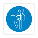 Wear Safety Harness Symbol Sign - PVC Safety Signs